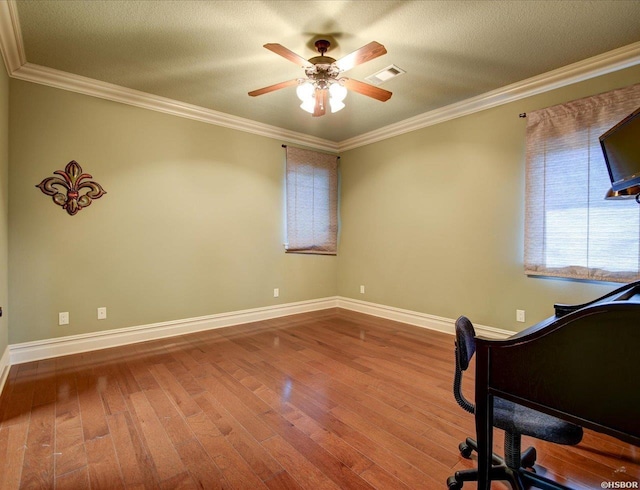 1380 Airport Rd Unit A4, Hot Springs, AR 71913 - unfurnished office featuring ceiling fan, visible vents, baseboards, and hardwood / wood-style floors