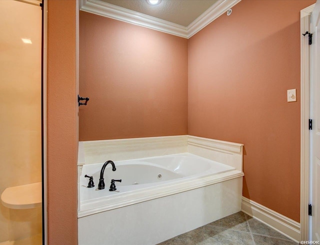 1380 Airport Rd Unit A4, Hot Springs, AR 71913 - full bath featuring crown molding, baseboards, tile patterned floors, and a tub with jets