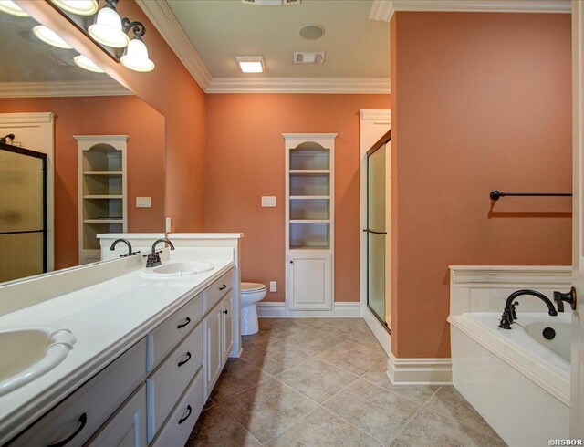 1380 Airport Rd Unit A4, Hot Springs, AR 71913 - full bathroom featuring a sink, ornamental molding, toilet, and double vanity