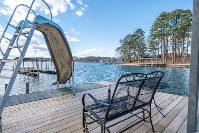 dock area featuring a water view