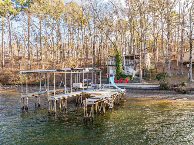 view of dock featuring a water view