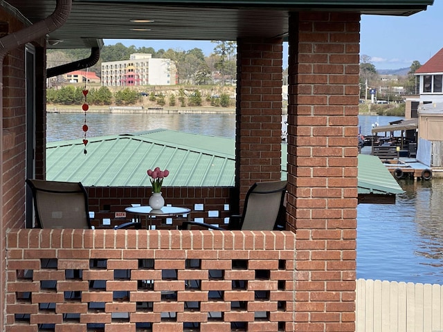 120 Butler Ln, Hot Springs, AR 71913 - exterior space featuring a water view, brick siding, and a floating dock