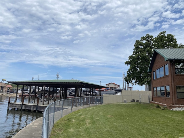 120 Butler Ln, Hot Springs, AR 71913 - dock area featuring a water view, fence, and a yard