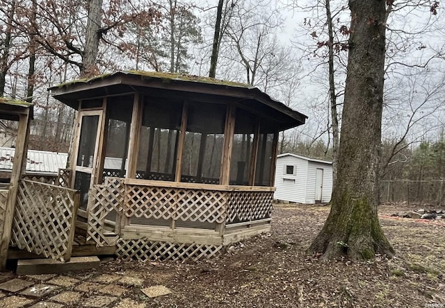 view of shed