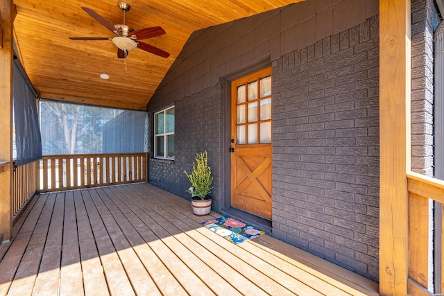 deck featuring a ceiling fan