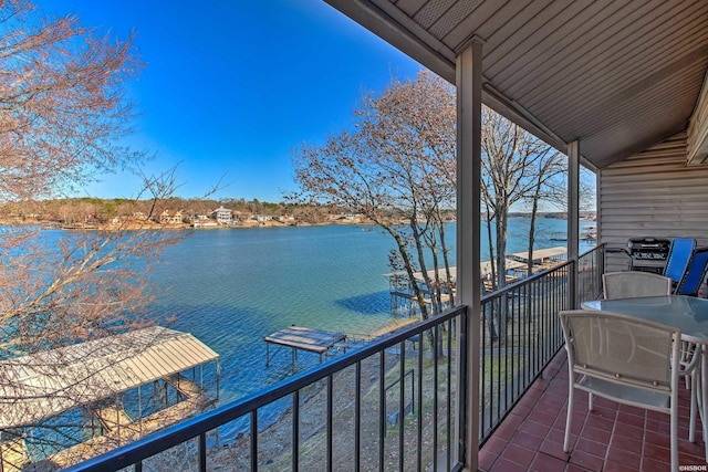 balcony with a water view