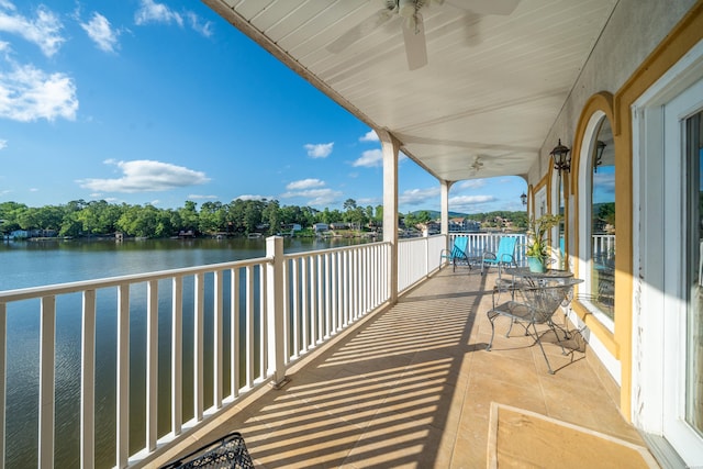 1380 Airport Rd Unit C2, Hot Springs, AR 71913 - balcony with a ceiling fan and a water view