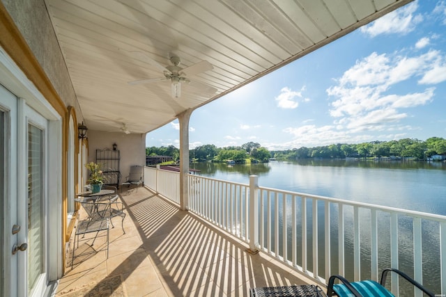 1380 Airport Rd Unit C2, Hot Springs, AR 71913 - balcony featuring a ceiling fan and a water view
