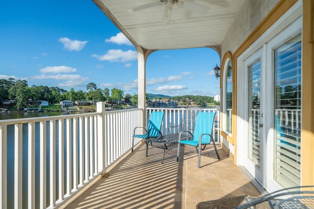 1380 Airport Rd Unit C2, Hot Springs, AR 71913 - balcony featuring a water view and a ceiling fan
