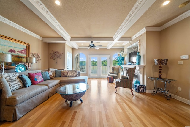 1380 Airport Rd Unit C2, Hot Springs, AR 71913 - living area featuring wood finished floors, recessed lighting, beam ceiling, baseboards, and coffered ceiling