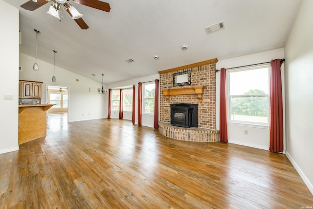 261 Pin Oak Dr, Bismarck, AR 71929 - unfurnished living room featuring light wood-style flooring, ceiling fan, healthy amount of natural light, and high vaulted ceiling