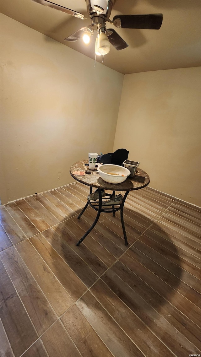 417 Mississippi St Unit B, Hot Springs, AR 71901 - dining room featuring dark wood-style flooring and ceiling fan