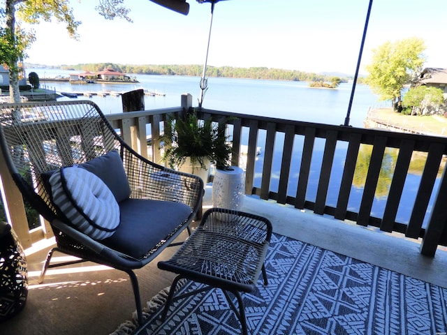 balcony with a water view