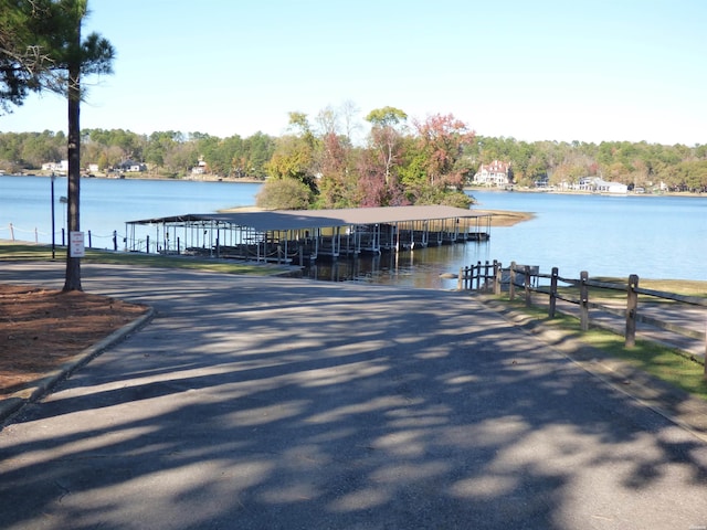 view of dock featuring a water view