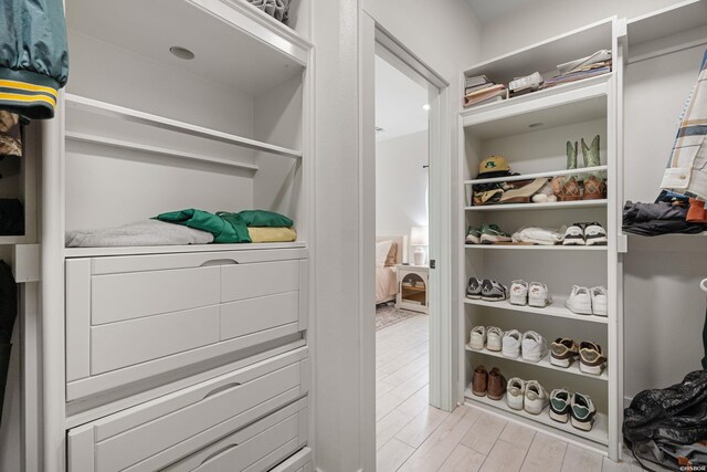 spacious closet with light wood finished floors