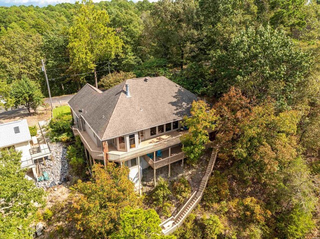 drone / aerial view with a forest view