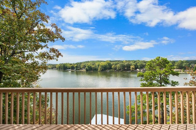 deck with a water view