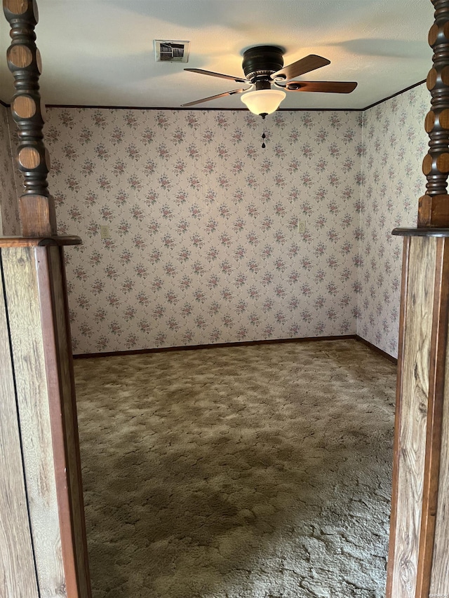 811 N 1st St, Glenwood, AR 71943 - carpeted empty room with a ceiling fan and baseboards