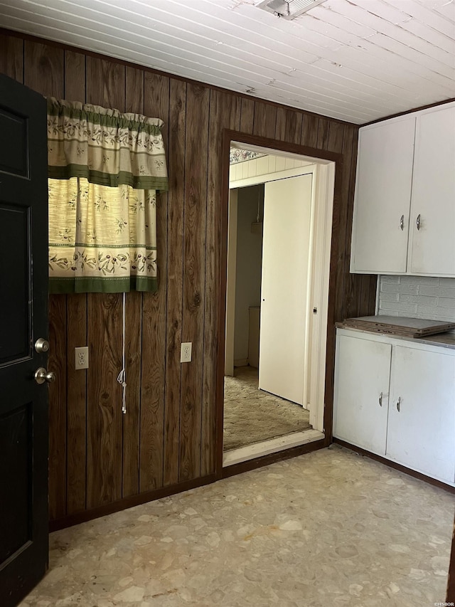 811 N 1st St, Glenwood, AR 71943 - interior space with wooden walls, light floors, and wood ceiling