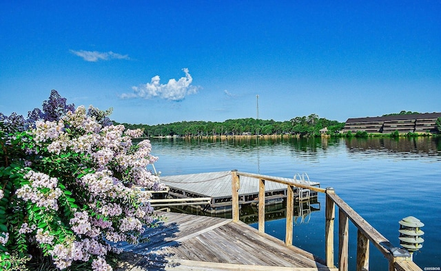 view of dock featuring a water view