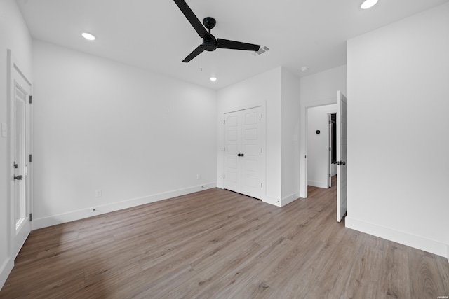 168 Krause Ln Unit B, Hot Springs, AR 71913 - unfurnished bedroom with wood finished floors, recessed lighting, baseboards, and a ceiling fan