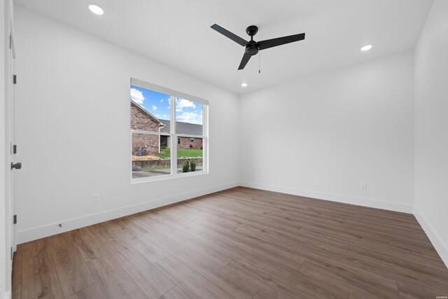 168 Krause Ln Unit B, Hot Springs, AR 71913 - unfurnished room with wood finished floors, ceiling fan, baseboards, and recessed lighting