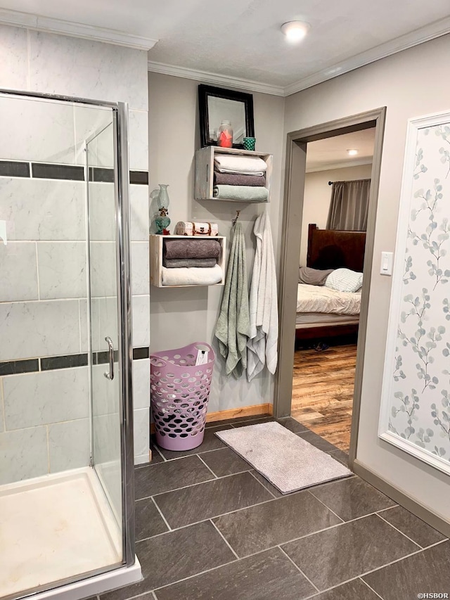 906 Surrey Rd, Hot Springs, AR 71909 - ensuite bathroom featuring ornamental molding, ensuite bathroom, and a stall shower