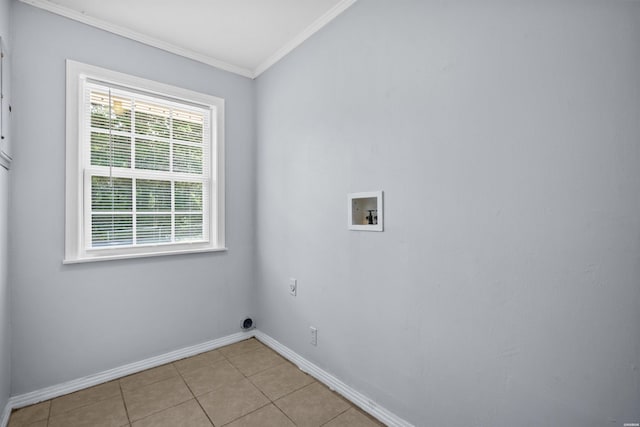 1526 Pearcy Rd, Pearcy, AR 71964 - laundry room featuring hookup for a washing machine, baseboards, hookup for an electric dryer, ornamental molding, and light tile patterned flooring