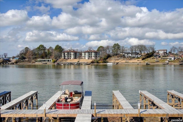 dock area featuring a water view