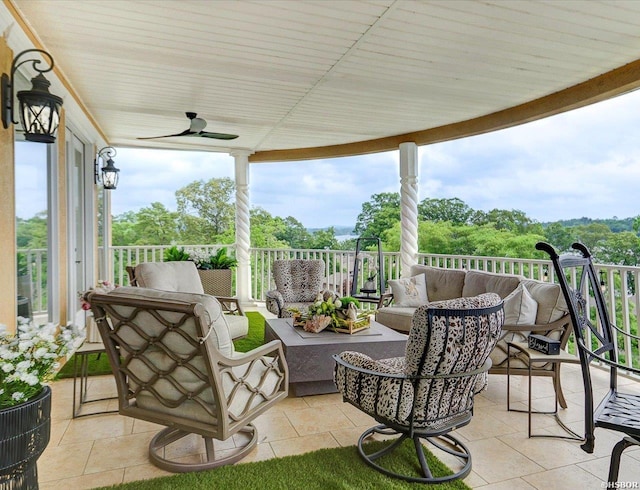 130 Grand Isle Dr Unit 3F, Hot Springs, AR 71913 - view of patio / terrace featuring an outdoor hangout area and a ceiling fan