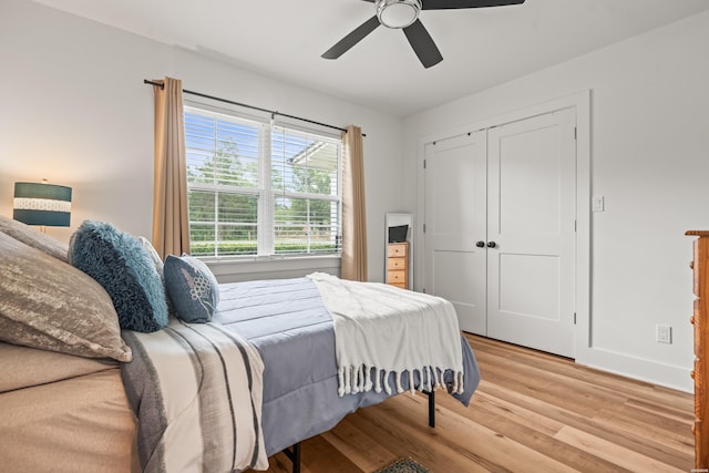 624 Ridgeway St, Hot Springs, AR 71901 - bedroom featuring light wood finished floors, a ceiling fan, and a closet