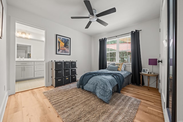 624 Ridgeway St, Hot Springs, AR 71901 - bedroom featuring light wood finished floors, ensuite bathroom, and a ceiling fan