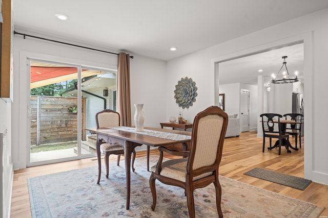 624 Ridgeway St, Hot Springs, AR 71901 - dining space featuring a chandelier, light wood finished floors, and recessed lighting