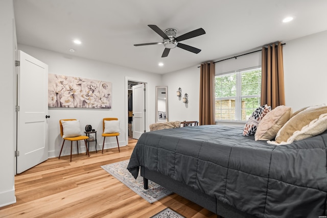 624 Ridgeway St, Hot Springs, AR 71901 - bedroom featuring light wood-type flooring, recessed lighting, and ceiling fan