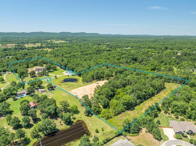 drone / aerial view featuring a view of trees