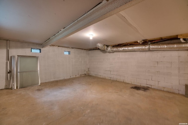 view of unfinished basement