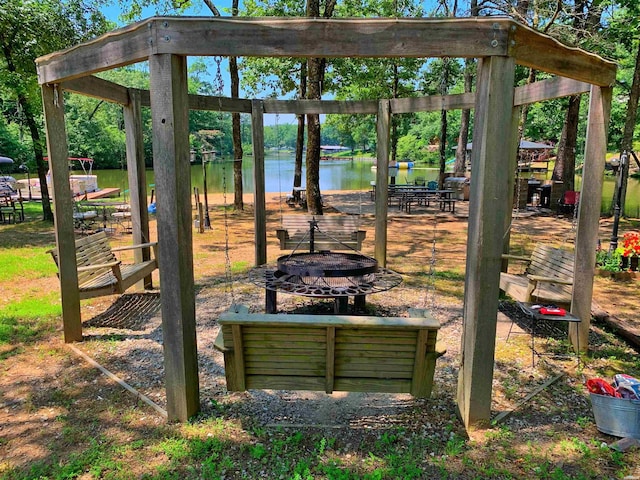 150 Shady Oak Trl, Hot Springs, AR 71913 - view of home's community featuring a fire pit and a water view