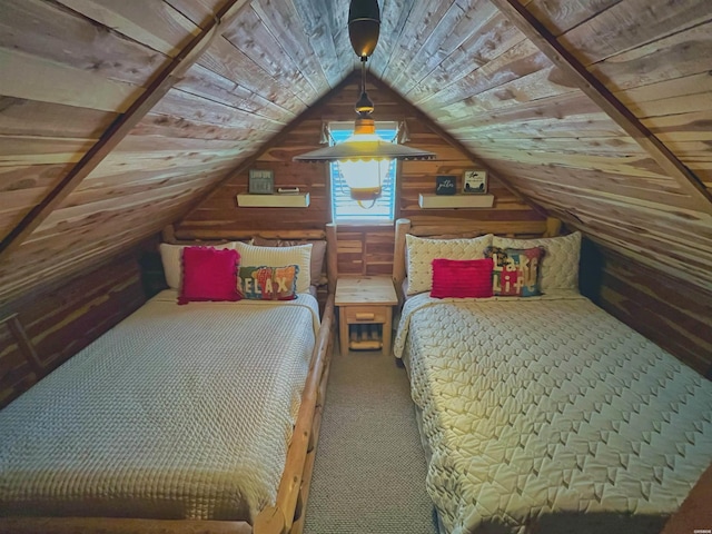 150 Shady Oak Trl, Hot Springs, AR 71913 - carpeted bedroom with wood ceiling, vaulted ceiling, and wood walls