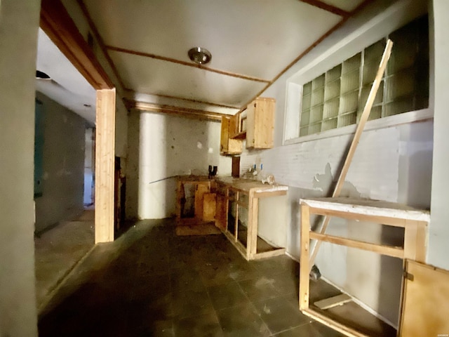 interior space featuring light countertops