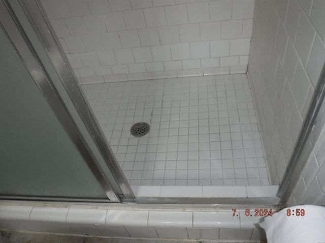 bathroom with a stall shower