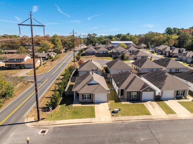 aerial view with a residential view