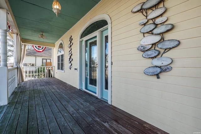 wooden deck with covered porch