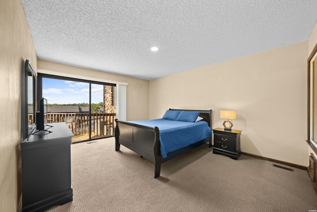 203 Stearns Pt Unit E1, Hot Springs, AR 71913 - carpeted bedroom with access to exterior, a textured ceiling, baseboards, and recessed lighting