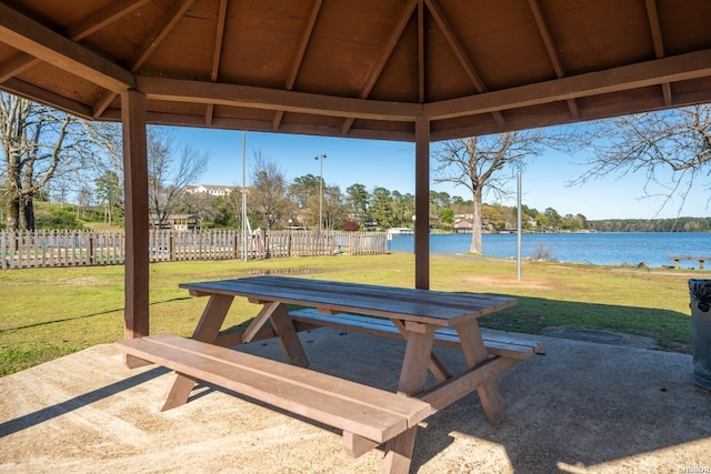 5371 Central Ave Unit 5I, Hot Springs, AR 71913 - view of patio / terrace featuring a water view, fence, and a gazebo