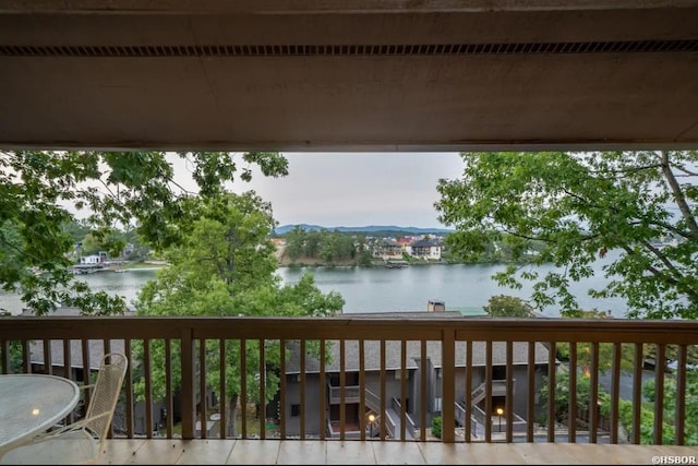 deck with a water view