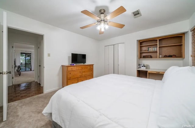 200 Hamilton Oaks Dr Unit D-3, Hot Springs, AR 71913 - carpeted bedroom featuring visible vents, a closet, and a ceiling fan