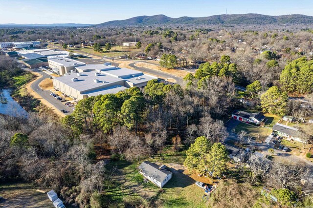 drone / aerial view featuring a mountain view