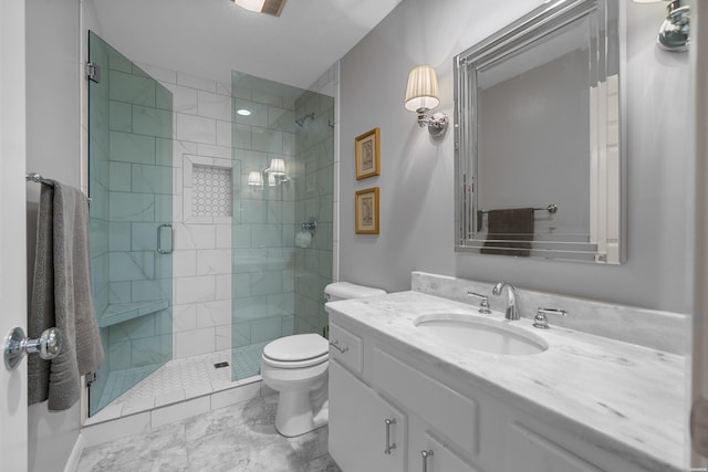 250 Grand Isle Dr Unit 5-A, Hot Springs, AR 71913 - bathroom featuring a stall shower, toilet, and vanity