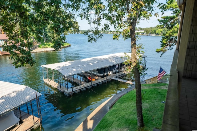 250 Grand Isle Dr Unit 5-A, Hot Springs, AR 71913 - dock area with a water view, a lawn, and boat lift