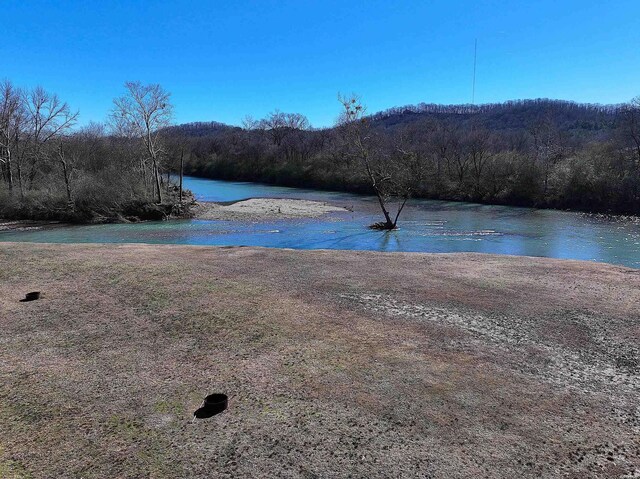 view of water feature with a wooded view